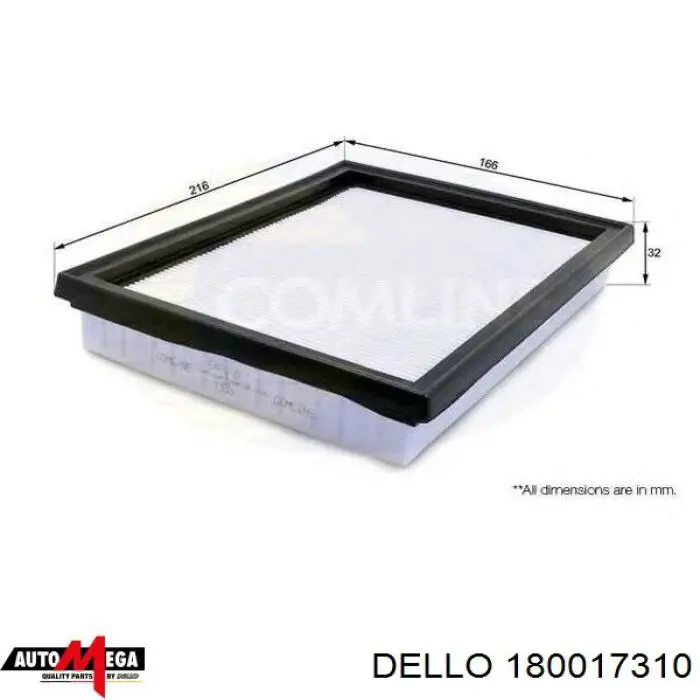 Фільтр повітряний Dello/Automega 180017310