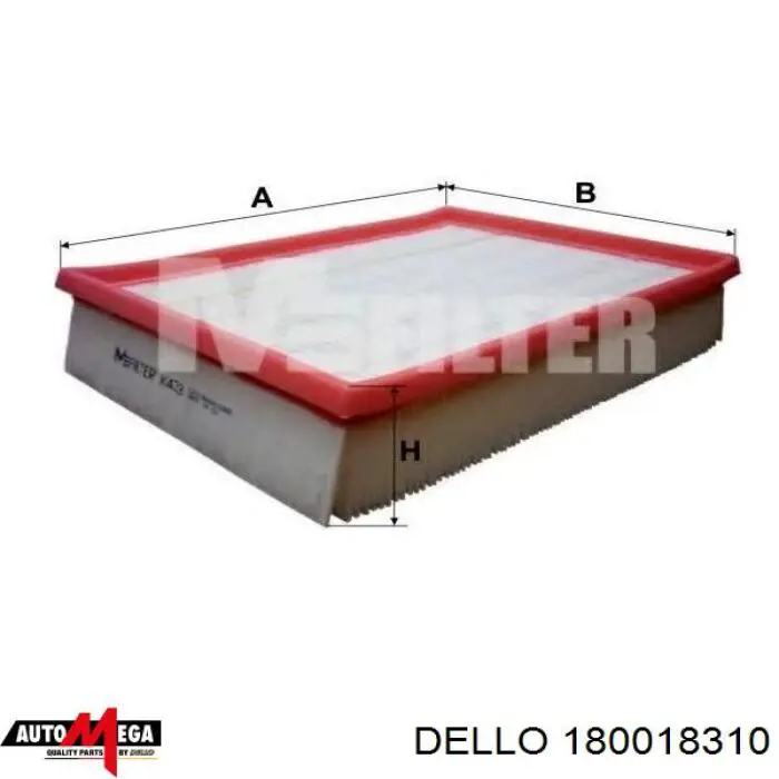 Повітряний фільтр 180018310 Dello/Automega