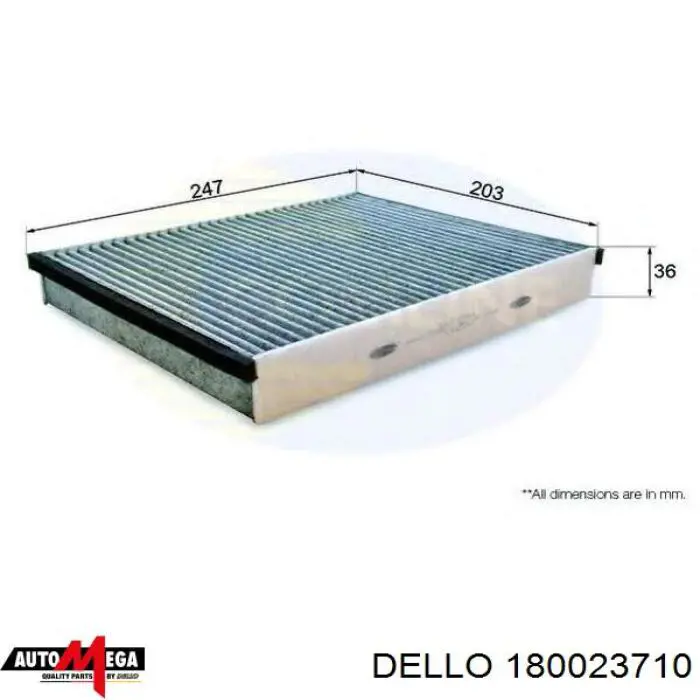 Фільтр салону 180023710 Dello/Automega