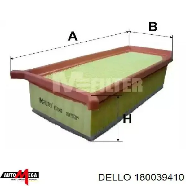 Повітряний фільтр 180039410 Dello/Automega