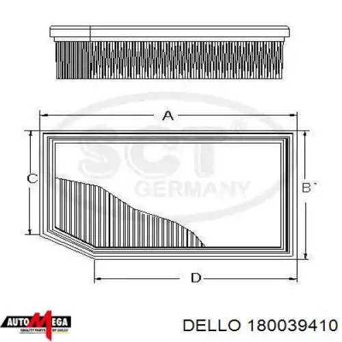 Фільтр повітряний Dello/Automega 180039410