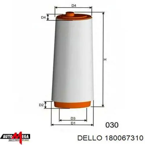 Повітряний фільтр 180067310 Dello/Automega