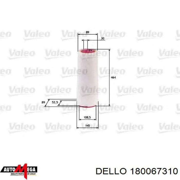 Елемент повітряного фільтра Dello/Automega 180067310 ціна, від 16.90 USD