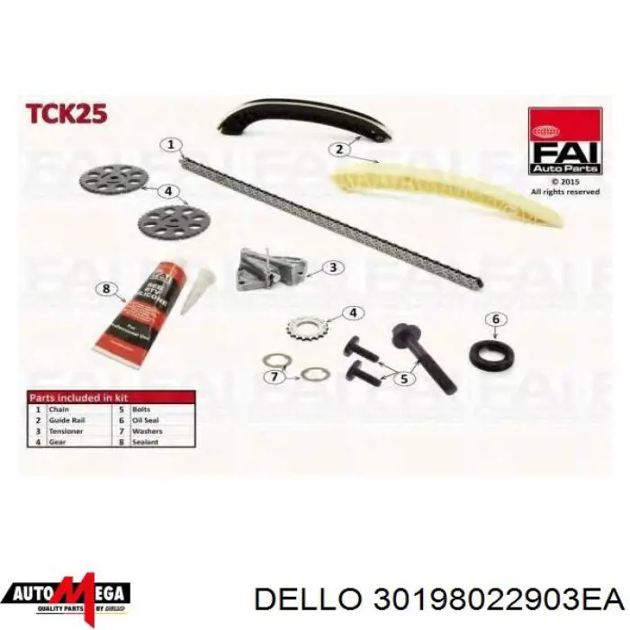 Ланцюг ГРМ, комплект Dello/Automega 30198022903EA ціна, від 101.98 USD