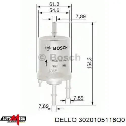 Фільтр тонкого очищення палива Dello/Automega 3020105116Q0 ціна, від 8.28 USD