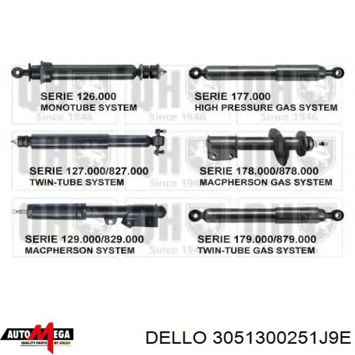 3051300251J9E Dello/Automega Амортизатори задні