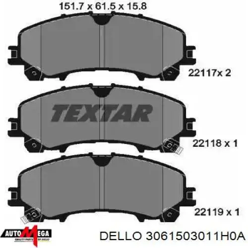 Диск переднього гальма Dello/Automega 3061503011H0A ціна, від 30.33 USD