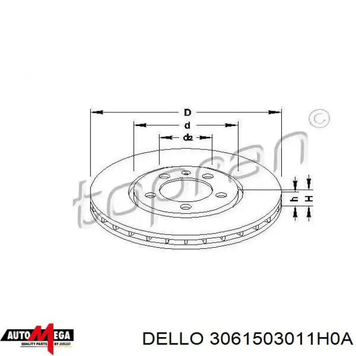 3061503011H0A Dello/Automega Гальмо дискове переднє