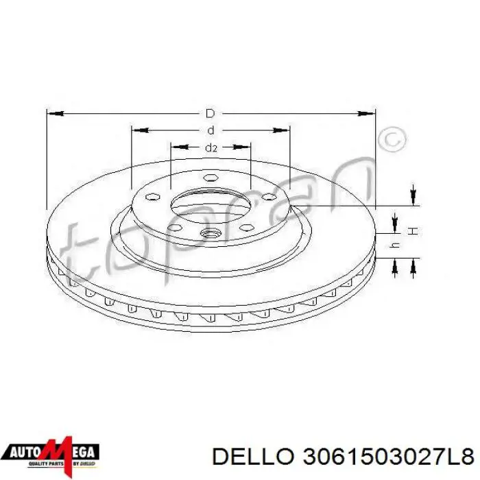 Гальмівні диски передні 3061503027L8 Dello/Automega
