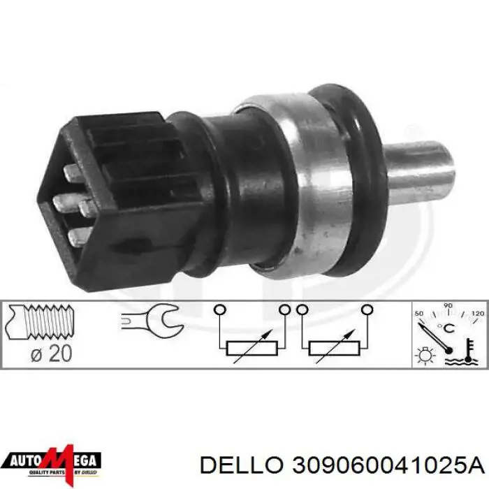 Термодатчик охолоджуючої рідини Dello/Automega 309060041025A ціна, від 3.59 USD