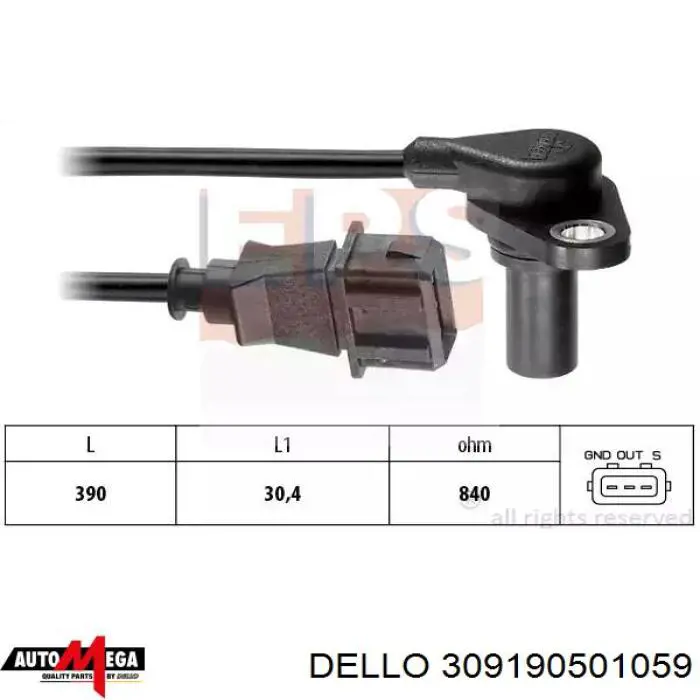 Датчик температури охолоджуючої рідини 309190501059 Dello/Automega