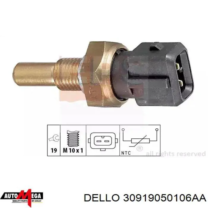 Термодатчик охолоджуючої рідини Dello/Automega 30919050106AA ціна, від 3.80 USD
