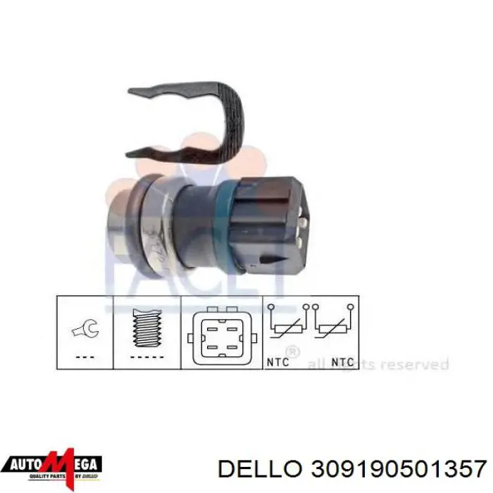 309190501357 Dello/Automega Покажчик температури охолоджуючої рідини