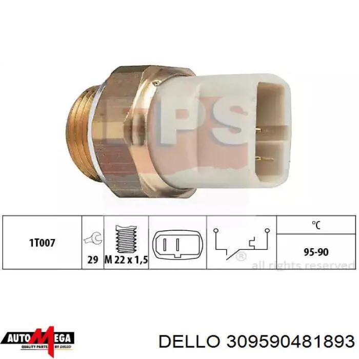 Датчик включення вентилятора 309590481893 Dello/Automega