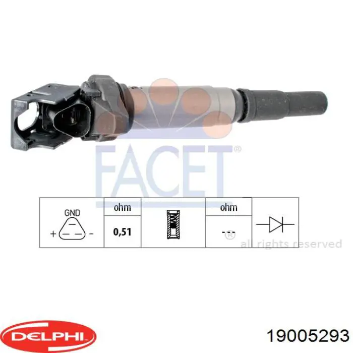 19005293 Delphi Котушка запалювання