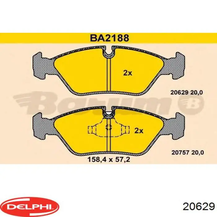 Колодки гальмівні передні, дискові 20629 Delphi