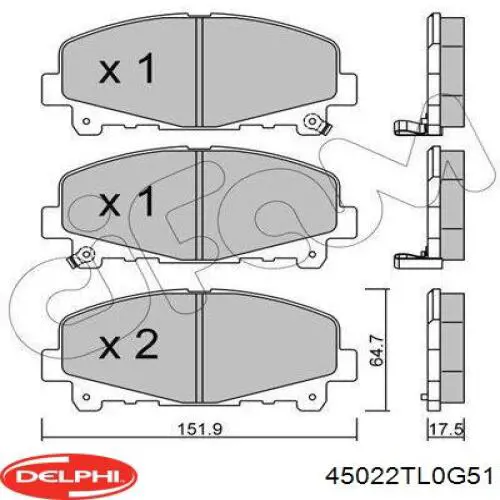 Купити 45022TL0G51 Delphi Колодки гальмівні передні, дискові