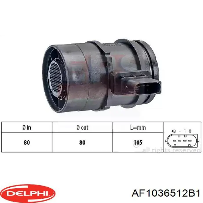 Датчик масової витрати повітря Delphi AF1036512B1 ціна, від 109.00 USD