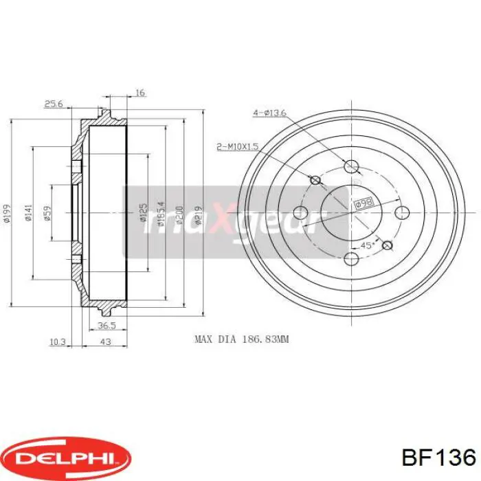 Купити BF136 Delphi Барабан гальмівний задній