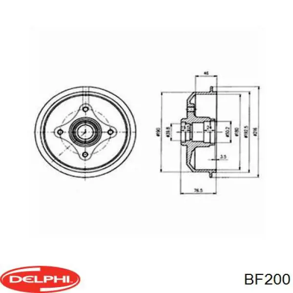 Барабан гальмівний задній Delphi BF200 ціна, від 21.80 USD