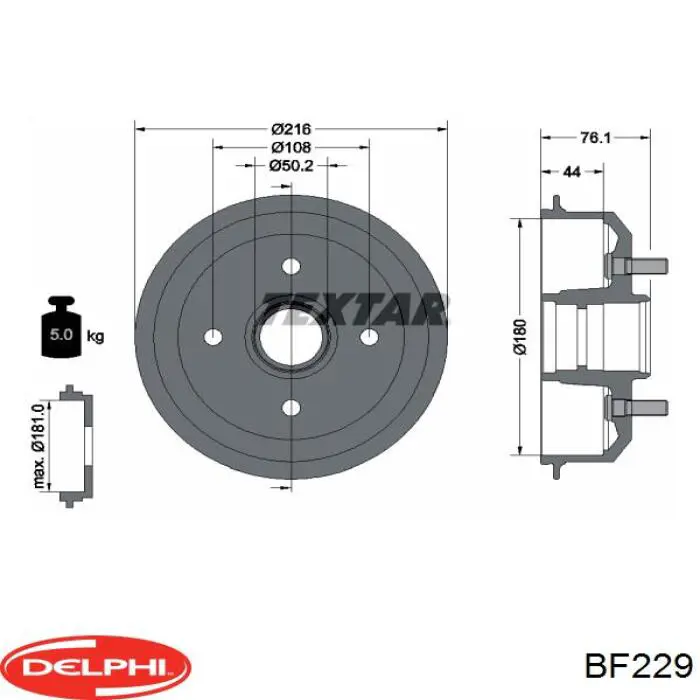 Барабан гальмівний задній Delphi BF229 ціна, від 24.51 USD