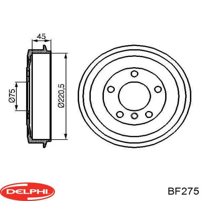 Барабан гальмівний задній BF275 Delphi