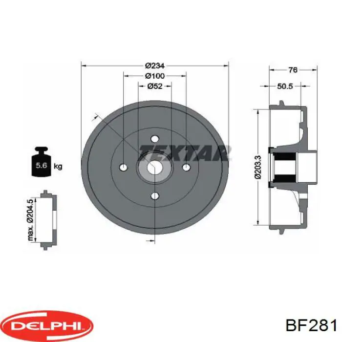 Барабан гальмівний задній Delphi BF281 ціна, від 32.94 USD