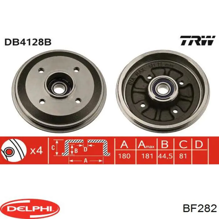 Барабан гальмівний задній Delphi BF282 ціна, від 28.35 USD