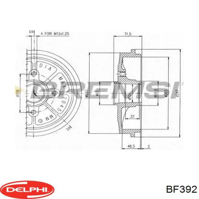 Барабан гальмівний задній Delphi BF392 ціна, від 35.10 USD