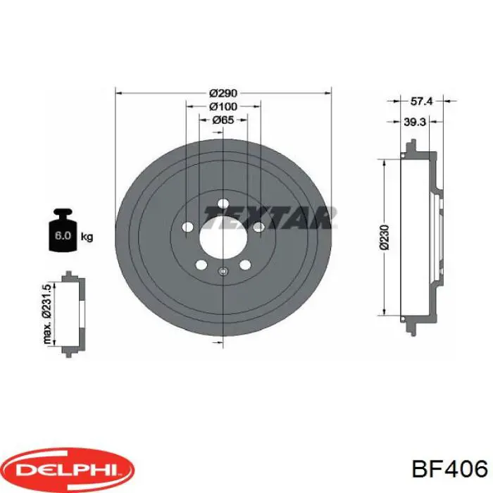 Барабан гальмівний задній BF406 Delphi