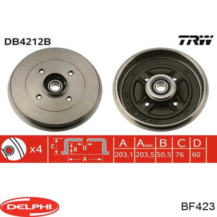 Барабан гальмівний задній Delphi BF423 ціна, від 44.90 USD
