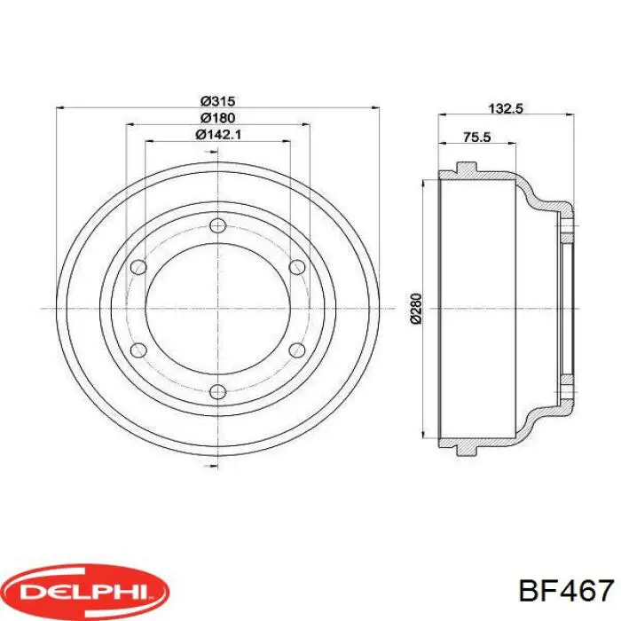 Барабан гальмівний задній Delphi BF467 ціна, від 28.96 USD
