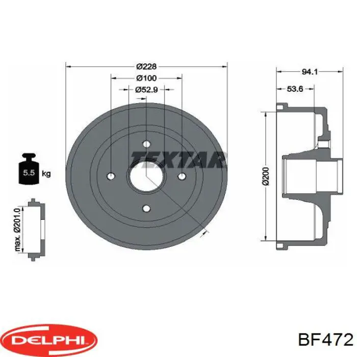 Барабан гальмівний задній BF472 Delphi