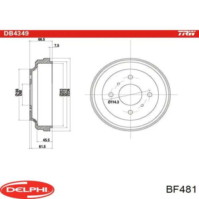 Барабан гальмівний задній BF481 Delphi