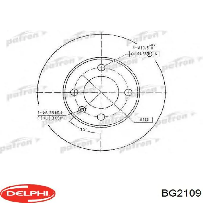 BG2109 Delphi Гальмо дискове переднє