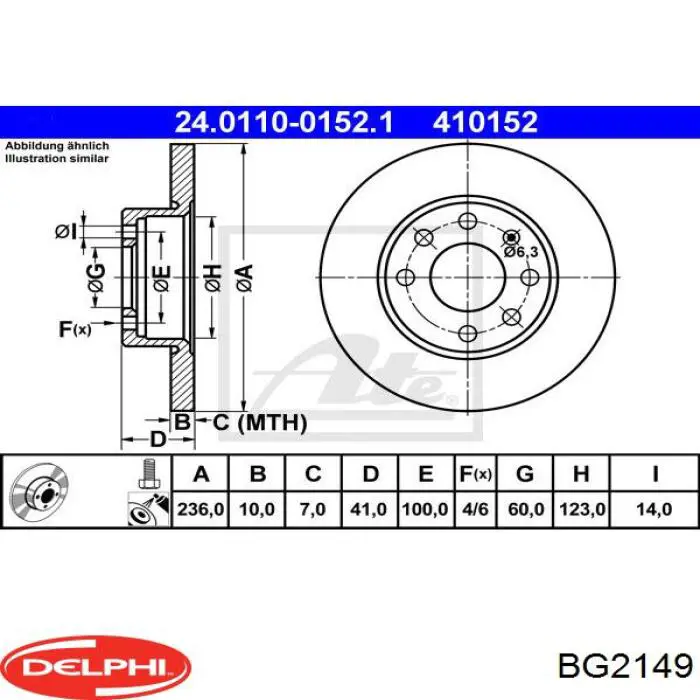 Диск переднього гальма Delphi BG2149 ціна, від 17.23 USD