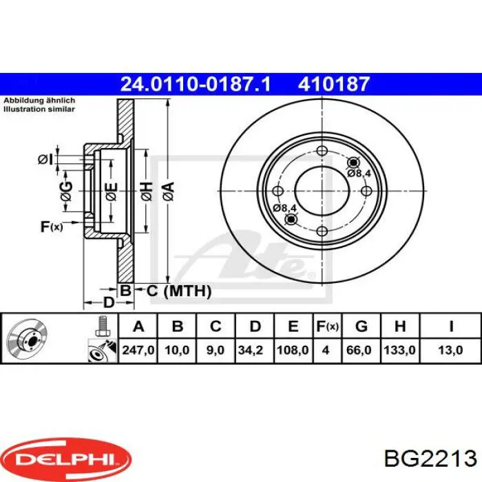 BG2213 Delphi диск гальмівний передній