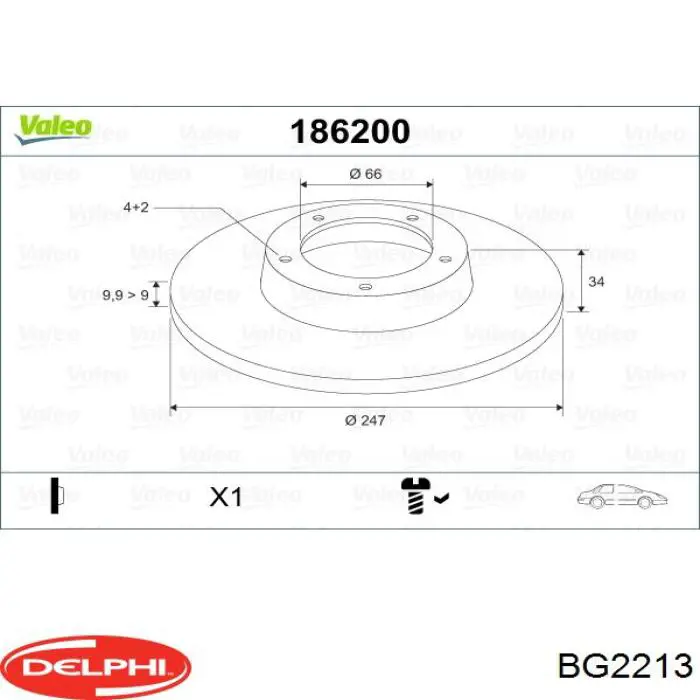 Диск переднього гальма Delphi BG2213 ціна, від 22.36 USD