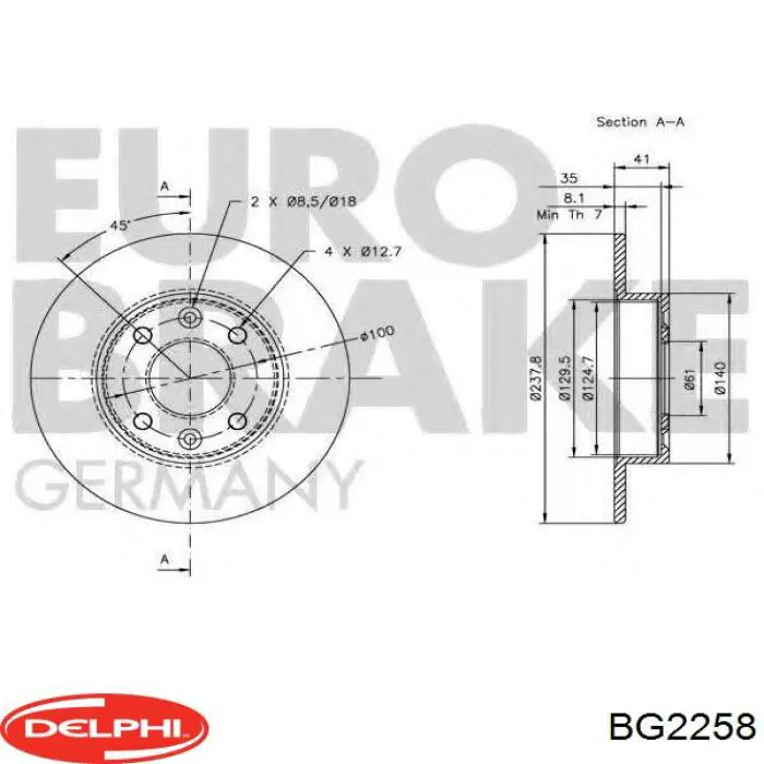 Диск переднього гальма Delphi BG2258 ціна, від 15.61 USD