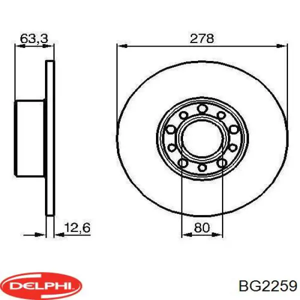 Диск переднього гальма Delphi BG2259 ціна, від 30.17 USD