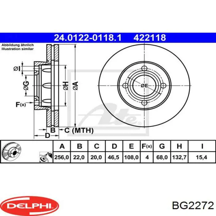 BG2272 Delphi диск гальмівний передній