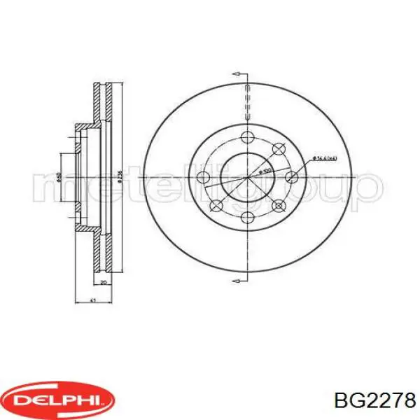 Диск гальмівний передній Delphi BG2278