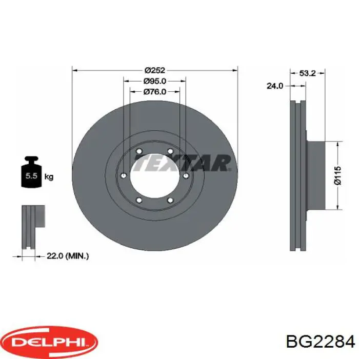 Диск гальмівний передній BG2284 Delphi