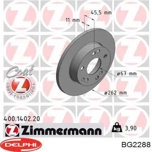 Диск переднього гальма Delphi BG2288 ціна, від 22.51 USD