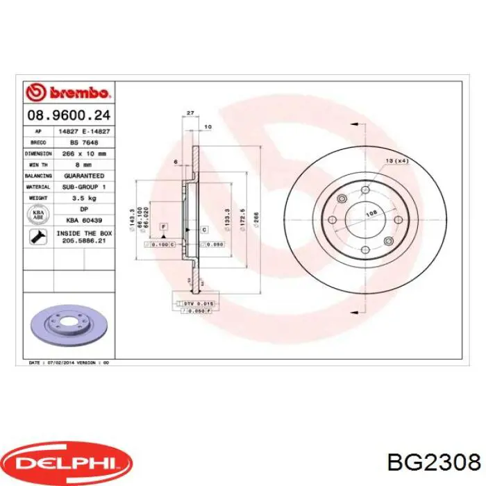 Гальмівні диски передні BG2308 Delphi