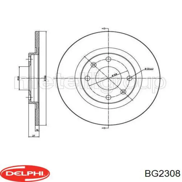 Диск переднього гальма Delphi BG2308 ціна, від 18.28 USD