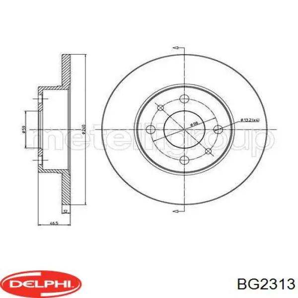 Диск гальмівний передній BG2313 Delphi