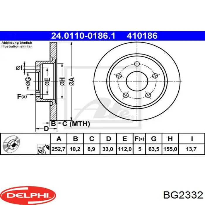 BG2332 Delphi Дискові гальма