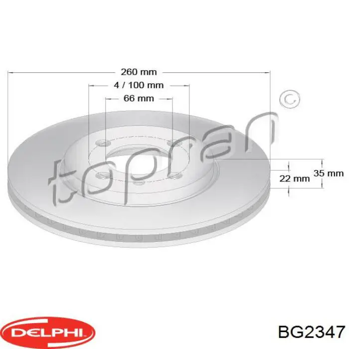 Диск гальмівний передній Delphi BG2347
