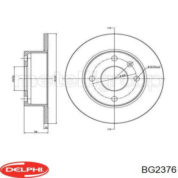 Диск гальмівний передній BG2376 Delphi